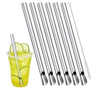 Paille à Milkshake en acier inoxydable, ensemble de pailles à boire pour thé au lait perlé avec brosse, jus de fruits, Cocktail, accessoires de Bar, 2/3/6 pièces 3pcs rainbow