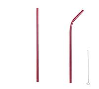 Paille En Acier Inoxydable Lot de 100 pailles métalliques réutilisables en acier inoxydable 304, colorées, for boissons bar et fête(Red Mixed)