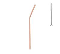 Paille En Acier Inoxydable Lot de 100 pailles métalliques réutilisables en acier inoxydable 304, colorées, for boissons bar et fête(Rosegold Bent)