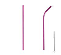 Paille En Acier Inoxydable Lot de 100 pailles métalliques réutilisables en acier inoxydable 304, colorées, for boissons bar et fête(Pink Mixed)