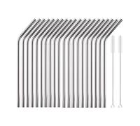 Paille En Acier Inoxydable Lot de 20 pailles réutilisables en métal, 6 x 215 mm, acier inoxydable 304, for cocktails, fêtes, bars(Color16)