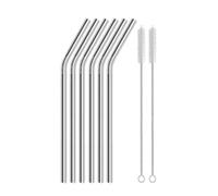 Paille En Acier Inoxydable Lot de 6 pailles rechange en acier 25 cm, compatibles avec les gobelets 1134ml, réutilisables(Sliver2)