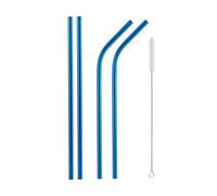 Paille En Acier Inoxydable Pailles réutilisables en métal, pailles acier inoxydable, Boba avec brosse de nettoyage, accessoires fête(5Pcs Blue)