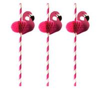 Paille en papier 'Flamand rose', 200 mm, rose/blanc