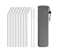 Paille en verre Borosilicate de 8mm de haut, 3/5/10/11 pièces, ensemble de pailles à boire réutilisables et écologiques, accessoires de Bar pour Smoothies au thé à bulles 10Pcs Mix
