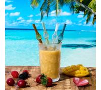 Paille en verre forme ananas x4 avec goupillon m24