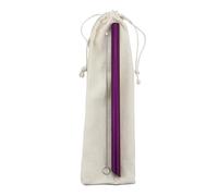 Paille Inox Ensemble de pailles réutilisables en métal 12 mm large, acier inoxydable 304 avec brosse nettoyage pour les smoothies(Purple Set)