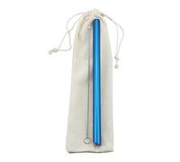 Paille Inox Ensemble de pailles réutilisables en métal 12 mm large, acier inoxydable 304 avec brosse nettoyage pour les smoothies(Blue Set)