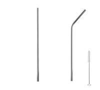 Paille Inox Lot de 100 pailles métalliques réutilisables en acier inoxydable 304, colorées, for boissons bar et fête pour les smoothies(Silver Mixed)