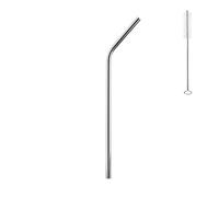 Paille Inox Lot de 100 pailles métalliques réutilisables en acier inoxydable 304, colorées, for boissons bar et fête pour les smoothies(Silver Bent)