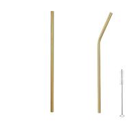 Paille Inox Lot de 100 pailles métalliques réutilisables en acier inoxydable 304, colorées, for boissons bar et fête pour les smoothies(Gold Mixed)