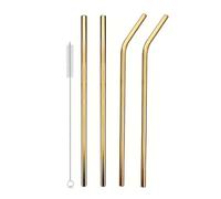 Paille Inox Lot De 4 Pailles En Acier Inoxydable Avec Brosse Nettoyage, For Gobelets Stanley 1134ml pour les smoothies(Gold)