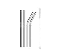 Paille Inox Lot de 4 pailles métalliques réutilisables 6 x 130/160 mm en acier inoxydable 304 avec goupillon pour jus et boissons(6x130mm Mixed)