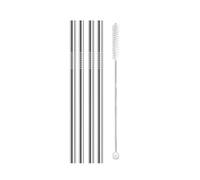 Paille Inox Lot de 4 pailles métalliques réutilisables 6 x 130/160 mm en acier inoxydable 304 avec goupillon pour jus et boissons(6x160mm Straight)