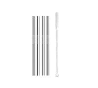 Paille Inox Lot de 4 pailles métalliques réutilisables 6 x 130/160 mm en acier inoxydable 304 avec goupillon pour jus et boissons(6x130mm Straight)