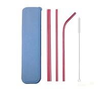 Paille Inox Lot de 5 pailles colorées en acier inoxydable 304, réutilisables, 12 mm, for milkshakes et boissons, avec brosse nettoyage pour jus et boissons(Red)