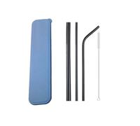 Paille Inox Lot de 5 pailles colorées en acier inoxydable 304, réutilisables, 12 mm, for milkshakes et boissons, avec brosse nettoyage pour jus et boissons(Black)