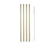 Paille Inox Lot de 5 pailles colorées en métal rose réutilisables, acier inoxydable 304, avec goupillon nettoyage pour jus et boissons(Glod-1)