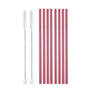 Paille Inox Lot de 8 pailles réutilisables en métal, acier inoxydable 304, avec système nettoyage. Disponibles versions droite et coudée pour jus et boissons(8Pcs Red A)