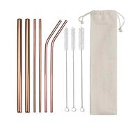 Paille Inox Pailles colorées en métal réutilisables, 12 mm de diamètre, acier inoxydable 304, idéales for le bubble tea et les gobelets 590 ml (20 oz) pour jus et boissons(Rosegold)