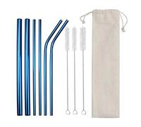 Paille Inox Pailles colorées en métal réutilisables, 12 mm de diamètre, acier inoxydable 304, idéales for le bubble tea et les gobelets 590 ml (20 oz) pour jus et boissons(Blue)