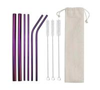 Paille Inox Pailles colorées en métal réutilisables, 12 mm de diamètre, acier inoxydable 304, idéales for le bubble tea et les gobelets 590 ml (20 oz) pour jus et boissons(Purple)