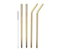 Paille inox Pailles longues en acier inoxydable, avec brosse de nettoyage, pailles remplacement for accessoires tasse Stanley 40oz, 4 pièces(Gold)