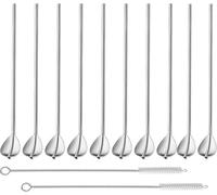 Paille Inox Reutilisable en Forme de Cuillère Papillon, Set 10 Pièces avec 2 Brosses, Paille a Sniffer, Bombilla pour Maté, Inox pour Mojito et Autres Cocktails