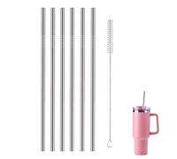 Paille Inox Réutilisable Longue 31 cm, Lot de 6 Pailles Métalliques pour Pâques et Carnaval, Compatible Stanley 40 oz, Cadeau de Fête Écologique Zéro Déchet