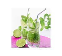 Paille réutilisable Courbée en Inox - Les 4 + Goupillon