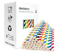 Pailles Bubble Tea, Paille Papier Carton 12mm Extra Large Jetables pour thé à bulle BOBA Milkshakes Smoothie Slushies Jus Shakes Malts, Pailles à Boire pour Fête Mariage Anniversaire, 100PCS Rayures