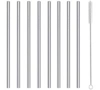 pailles courtes réutilisables en Inox acier inoxydable métal 180 mm Longueur et 6 mm large pour cocktail café rock verre,Lot de 8