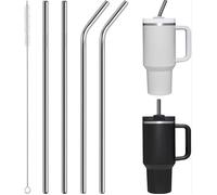 Pailles en Acier Inoxydable,4 Pièces Pailles Métalliques Réutilisables avec 1 Brosse de Nettoyage,Paille Metal 30 cm