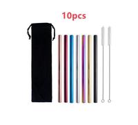 Pailles en Acier Inoxydable Réutilisables,Paille Metal,Paille Couleur, ,pour milkshake,smoothie,thé boba,jus de fruits,lait,10pcs