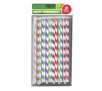 Pailles en carton - JUINSA - Lot de 25 - 19 cm - Rayées - Biodégradables