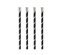 Papstar Pailles en papier avec cuillère Lot de 100 20 cm Ø 8 mm Rayures noir/blanc 87991