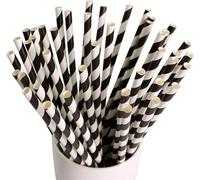 Pailles en papier for boire 500 pièces pailles en papier rayé biodégradables for fête, événements et artisanat, 7.75 pouces, noir et blanc