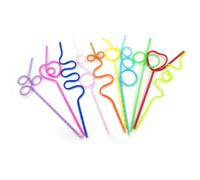 Pailles en Plastique - DLZAOAO - 10 Pièces - Réutilisables - Multicolores - Formes Variées