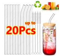 Pailles en verre écologiques réutilisables, 20 à 1 pièce, paille métallique avec brosses, Smoothies, Milkshake, Cocktails, accessoire de Bar de fête 10Pcs Straight Black