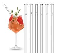 Pailles en verre HALM - Édition festive pour Noël avec gravure - 6 pièces droites 20 cm - Tubes à boire réutilisables - in rosse de nettoyage sans plastique - Pailles en cristal
