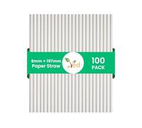 Pailles jetables en papier VED, 8 mm x 197 mm, écologiques, biodégradables et de qualité alimentaire, pour boissons froides, jus, smoothies, fêtes et événements.