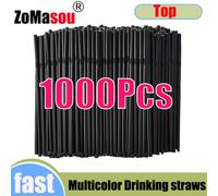 Pailles noires pour boisson, pour bar, fête, mariage, anniversaire, jus de cuisine, pajitas, cola, vente en gros, 50 à 1000 pièces Black 800 Pcs
