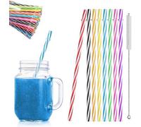 Pailles réutilisables colorées, lot de 100, avec brosse de nettoyage pour boissons