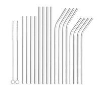 Pailles réutilisables en acier inoxydable. Pailles réutilisables. Pailles en métal. Brosses de nettoyage pour pailles en métal (18 pièces).