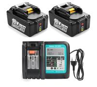 PaillYue 2 pièces BL1850B 18V 5Ah Compatible avec Batterie MAKita 18V avec Chargeur pour BL1860B BL1850B BL1850 BL1840 BL1830, Chargeur Rapide DC18RD DC18RC DC18SF DC18RA DC18RF