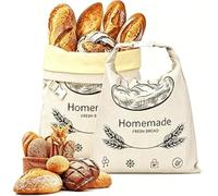 Painelier Sac À Pain En Cire D'abeille,Pochette Réutilisable En Lin Pour Pain Au Levain, Grande Taille Durable, Lavable Et Respirante Pour Baguettes Et Viennoiseries (2 PC)