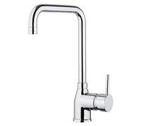 Paini Robinet mitigeur de cuisine, lavabo, chromé, levier latéral avec bouche en U orientable, design moderne, entièrement fabriqué et fabriqué en Italie