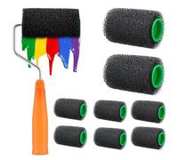 Paint Roller Tool Kit, Wall Roller Brush, Home Painting Set, Sturdy Applicator Hand, 10 pièces with Replacement Covers for Small Indoor and Outdoor Improvement Projects