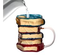 Painted Book Mug - 445ml Glass Funny Tumbler, 3d Book Inspired Coffee Cup, Stained Glass Style Drinkware, Decorative Reading Theme Beverage Holder | For Tea, Milk, Water, Desk Display And Daily Use