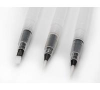 Paintersisters Lot de 3 pinceaux à réservoir d'eau pour aquarelle - Pinceaux à encre parfaits pour l'aquarelle, crayons aquarelle + godets - Qualité artistique